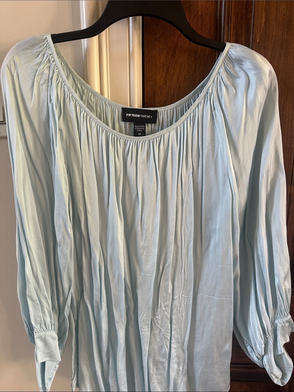 Fifteen Twenty Light Blue Peasant Blouse size M Beautiful Blue